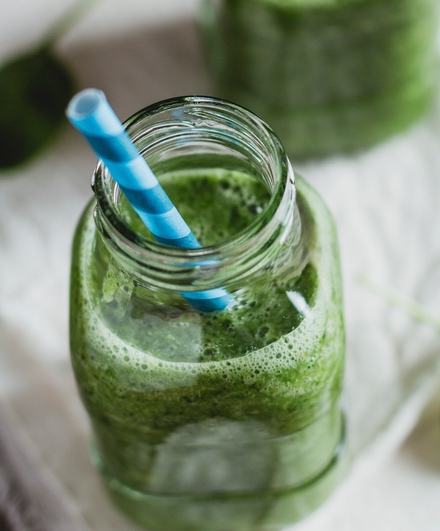 Healthy green smoothie in jar